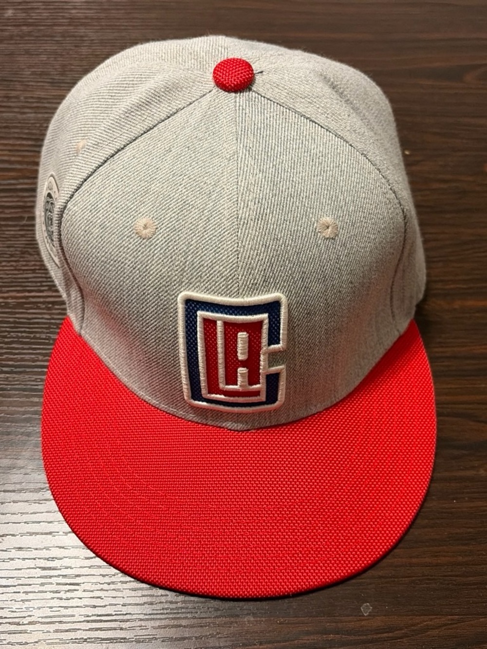 Crown Grey and Red Baseball Cap with Team Patch